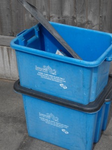 The much discussed and controversial blue bins
